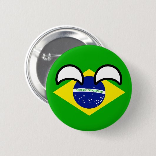 Lustiges neigendes Geeky Brasilien Countryball Button (Vorne & Hinten)