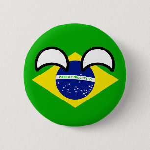Lustiges neigendes Geeky Brasilien Countryball Button