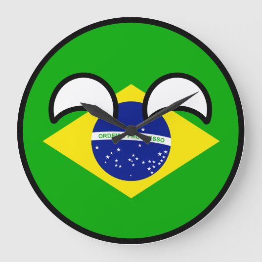 Lustiges neigendes Geeky Brasilien Countryball Große Wanduhr (Vorderseite)