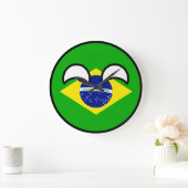 Lustiges neigendes Geeky Brasilien Countryball Große Wanduhr (Zuhause)