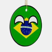 Lustiges neigendes Geeky Brasilien Countryball Keramik Ornament (Rechts)