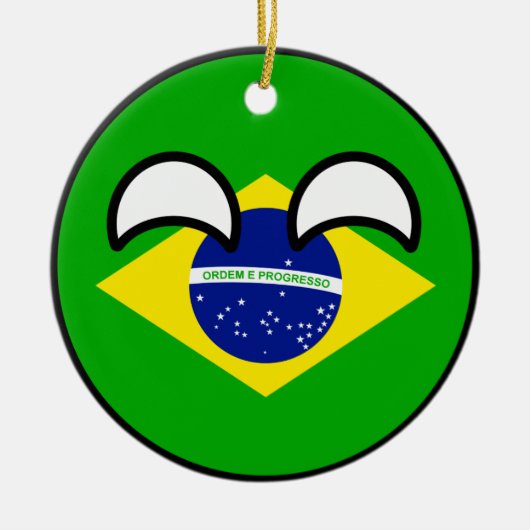 Lustiges neigendes Geeky Brasilien Countryball Keramik Ornament (Vorne)