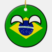 Lustiges neigendes Geeky Brasilien Countryball Keramik Ornament (Hinten)