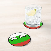 Lustiges neigendes Geeky Bulgarien Countryball Runder Pappuntersetzer (Vor Ort)