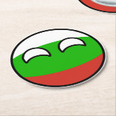Lustiges neigendes Geeky Bulgarien Countryball Runder Pappuntersetzer (Angewinkelt)