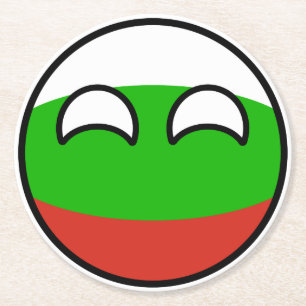 Lustiges neigendes Geeky Bulgarien Countryball Runder Pappuntersetzer