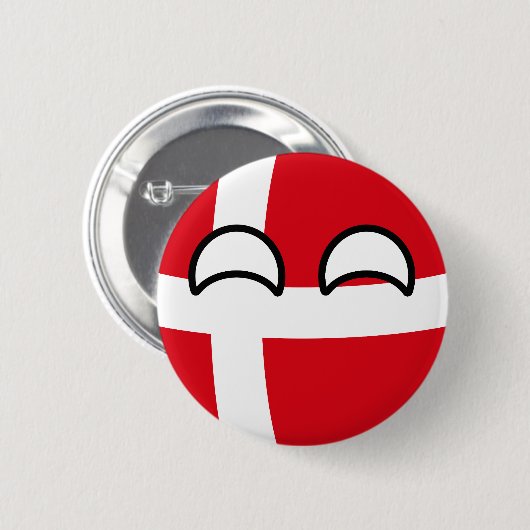 Lustiges neigendes Geeky Dänemark Countryball Button (Vorne & Hinten)