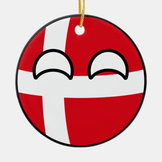 Lustiges neigendes Geeky Dänemark Countryball Keramik Ornament (Vorne)