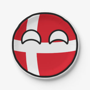 Lustiges neigendes Geeky Dänemark Countryball Pappteller