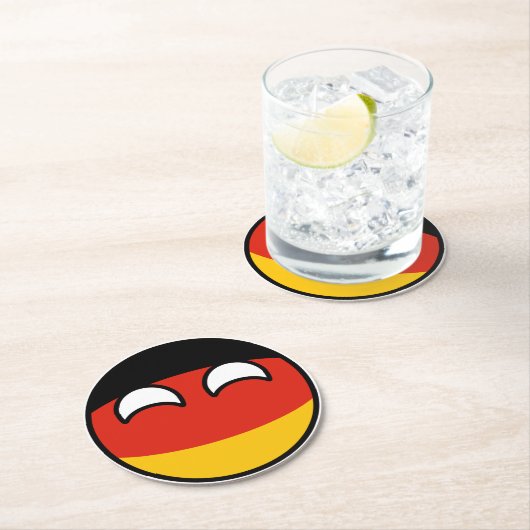 Lustiges neigendes Geeky Deutschland Countryball Runder Pappuntersetzer (Vor Ort)
