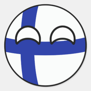 Lustiges neigendes Geeky Finnland Countryball Runder Aufkleber