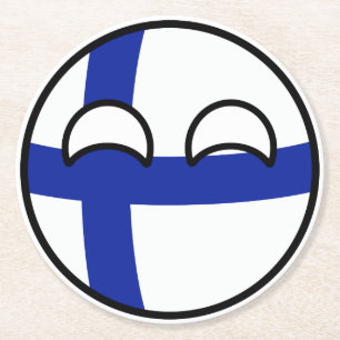 Lustiges neigendes Geeky Finnland Countryball Runder Pappuntersetzer
