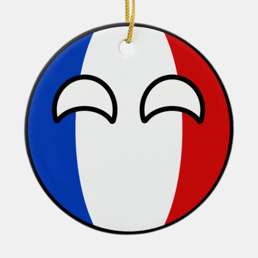 Lustiges neigendes Geeky Frankreich Countryball Keramik Ornament (Vorne)