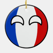Lustiges neigendes Geeky Frankreich Countryball Keramik Ornament (Hinten)