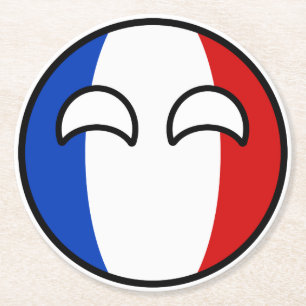 Lustiges neigendes Geeky Frankreich Countryball Runder Pappuntersetzer