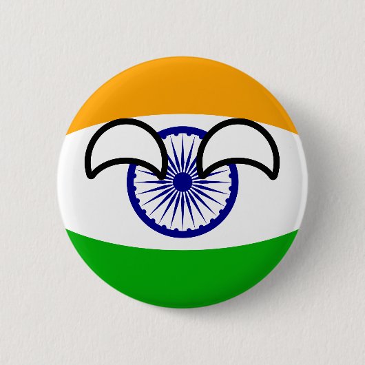 Lustiges neigendes Geeky Indien Countryball Button (Vorderseite)