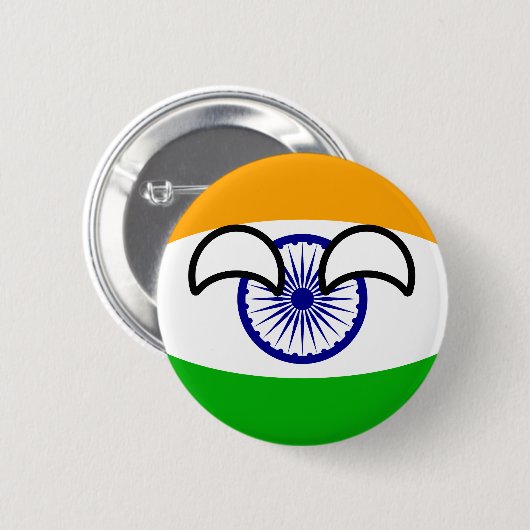Lustiges neigendes Geeky Indien Countryball Button (Vorne & Hinten)