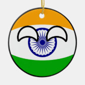 Lustiges neigendes Geeky Indien Countryball Keramikornament (Vorne)