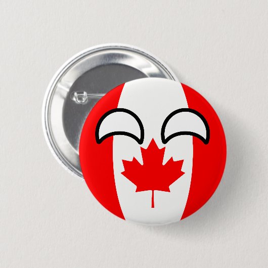 Lustiges neigendes Geeky Kanada Countryball Button (Vorne & Hinten)