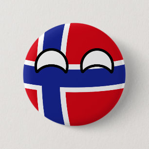 Lustiges neigendes Geeky Norwegen Countryball Button