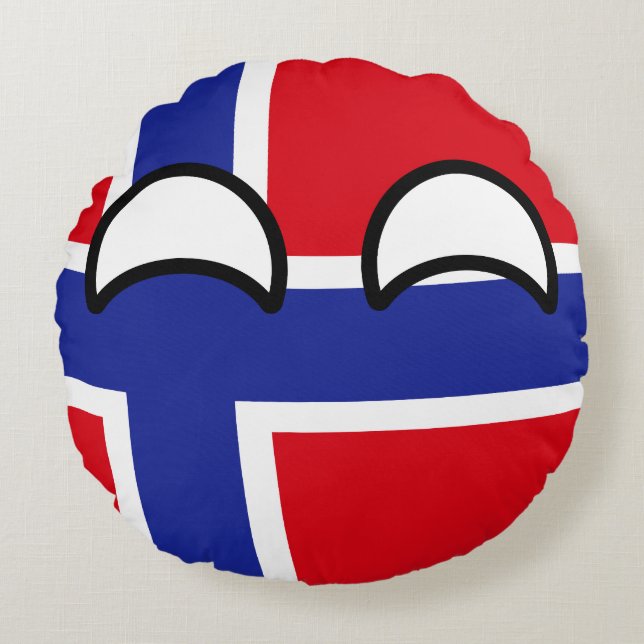 Lustiges neigendes Geeky Norwegen Countryball Rundes Kissen (Vorderseite)