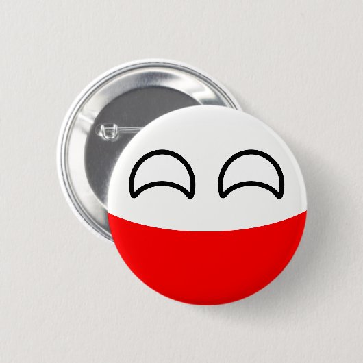 Lustiges neigendes Geeky Polen Countryball Button (Vorne & Hinten)