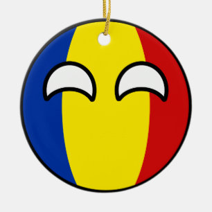 Lustiges neigendes Geeky Rumänien Countryball Keramikornament