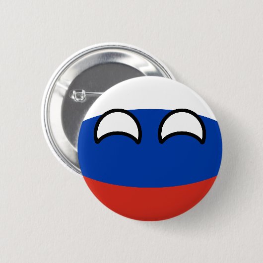 Lustiges neigendes Geeky Russland Countryball Button (Vorne & Hinten)