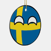 Lustiges neigendes Geeky Schweden Countryball Keramikornament (Rechts)