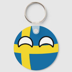 Lustiges neigendes Geeky Schweden Countryball Schlüsselanhänger