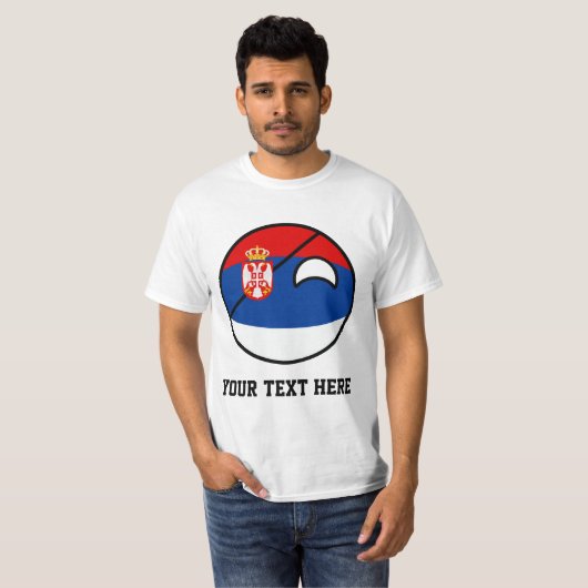 Lustiges neigendes Geeky Serbien Countryball T-Shirt (Vorne ganz)