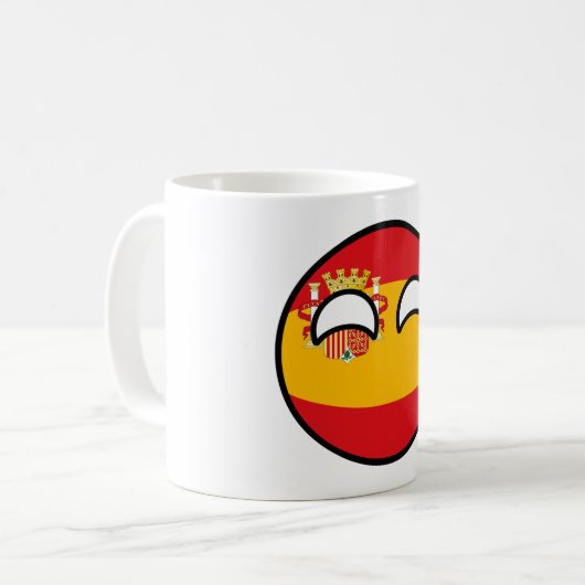 Lustiges neigendes Geeky Spanien Countryball Kaffeetasse (Vorderseite Links)