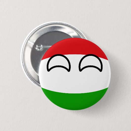 Lustiges neigendes Geeky Ungarn Countryball Button (Vorne & Hinten)