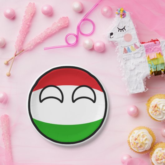 Lustiges neigendes Geeky Ungarn Countryball Pappteller (Party)