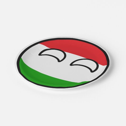 Lustiges neigendes Geeky Ungarn Countryball Pappteller (Schrägansicht)