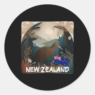 Lustiges Neuseeland Kiwi-Tierkostüm Runder Aufkleber