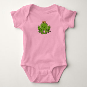 Lustiges niedliches grünes Cartoon-Frosch-Tier Baby Strampler