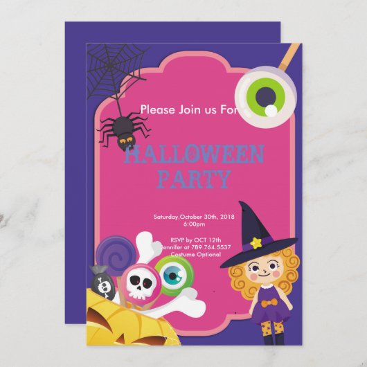lustiges niedliches Halloween-Party Einladung (Vorne/Hinten)
