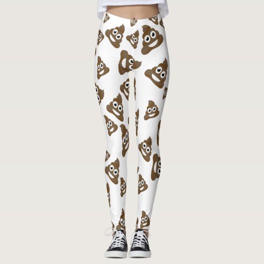 Lustiges niedliches kacken Emoji Muster Leggings (Vorderseite)