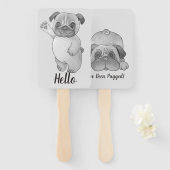 lustiges niedliches Mops-Wellenbild mit lustigem S Fächer (Vorne und Hinten)