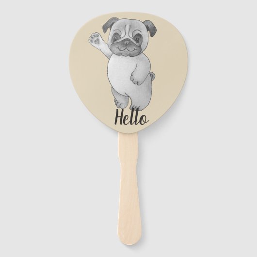 lustiges niedliches Mops-Wellenbild mit lustigem S Fächer (Vorderseite)