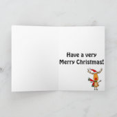 Lustiges niedliches rotnasiges Ren Rudolphs Feiertagskarte (Innenseite)