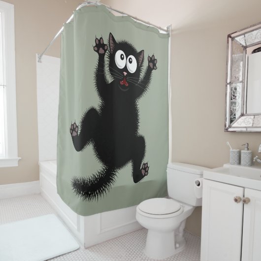 Lustiges niedliches Schwarzes erschrak Duschvorhang (Beispiel)