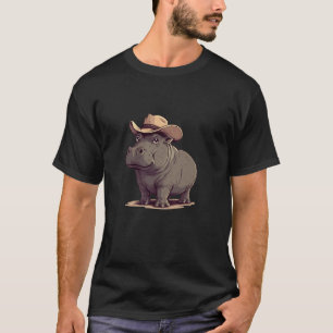 Lustiges Nilpferd mit Cowboyhut-Kostüm für Jungen T-Shirt
