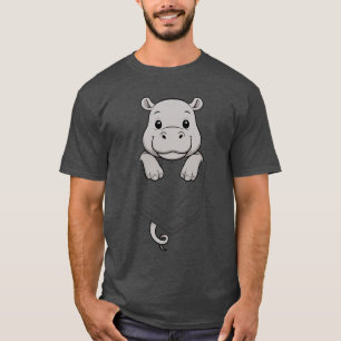 Lustiges Nilpferd schaut in die Tasche Hippopotamu T-Shirt