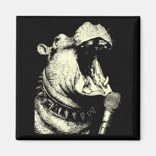 Lustiges Nilpferd singt Punk Rocker Nge Tier Magnet