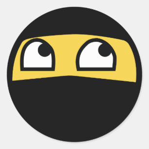 lustiges ninja emoji runder aufkleber