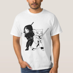 Lustiges Ninja-Katzen-Sci-Fi-Lichtsäbel-Schlacht-T T-Shirt