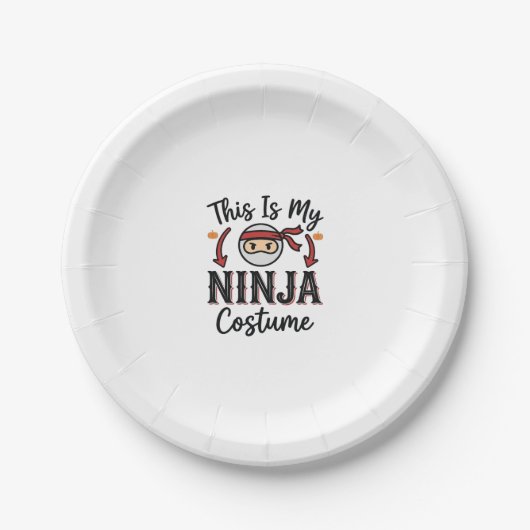 Lustiges Ninja-Kostenüm Halloween-Vektordesign_1 Pappteller (Vorderseite)