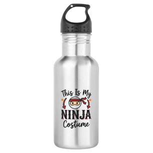 Lustiges Ninja-Kostüm Halloween-Vektordesign_1 Edelstahlflasche